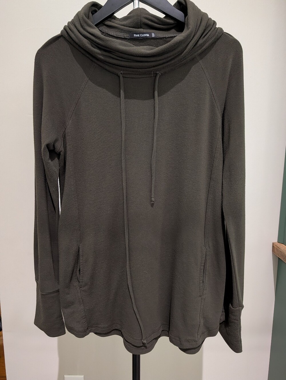 Pink Clover Olive Green Cowl Neck Knit Top